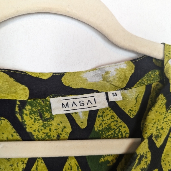 Masai Clothing Vibrant Lime Pattern Oversize Tunic Blouse - Picture 6 of 7